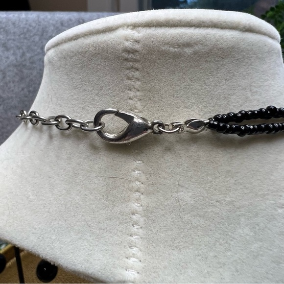 Black Silver & Clear Beaded Statement Necklace & Earrings - Picture 5 of 5